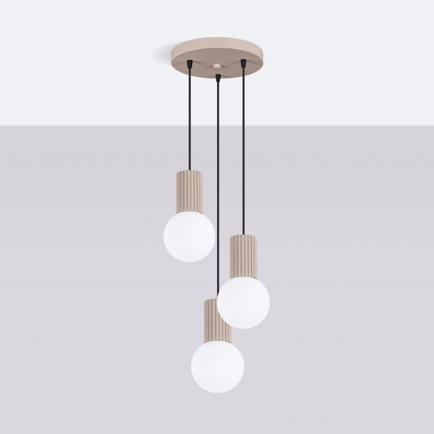 Candeeiro suspenso HALO 3xG9/8W/230V diâmetro 25 cm bege