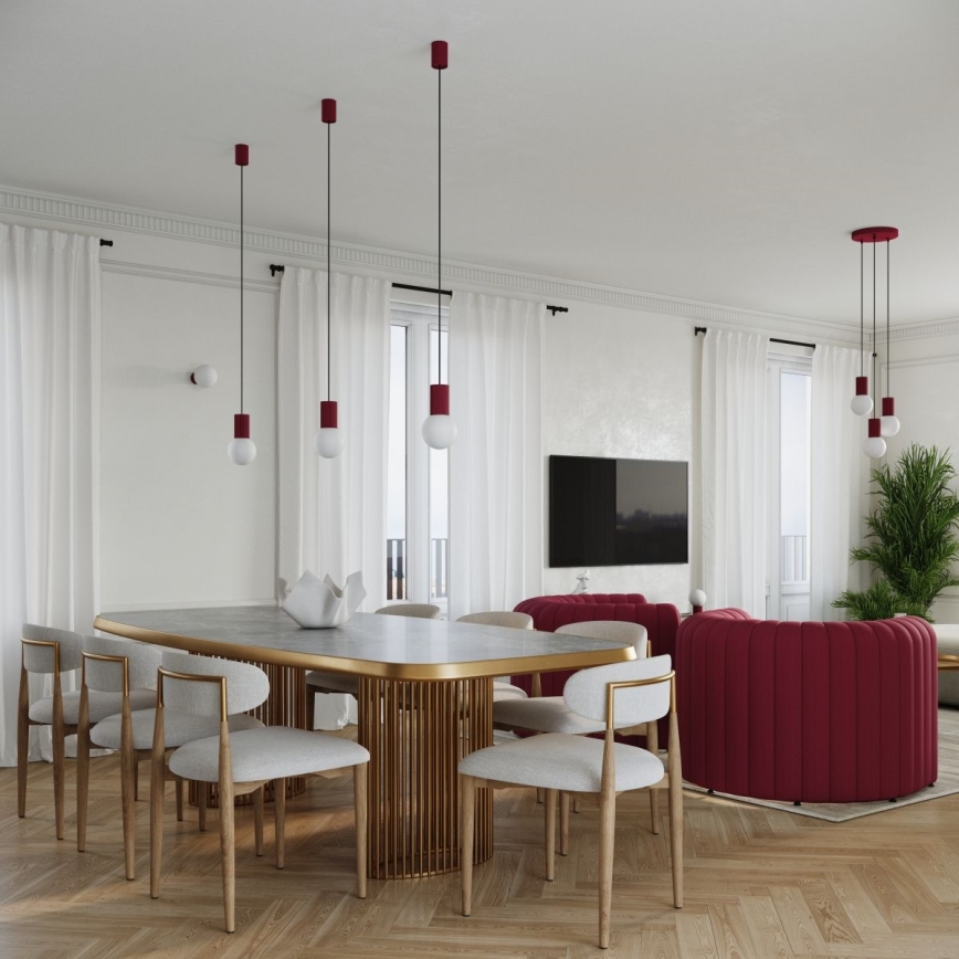 Candeeiro suspenso HALO 1xG9/8W/230V diâmetro 12 cm vermelho