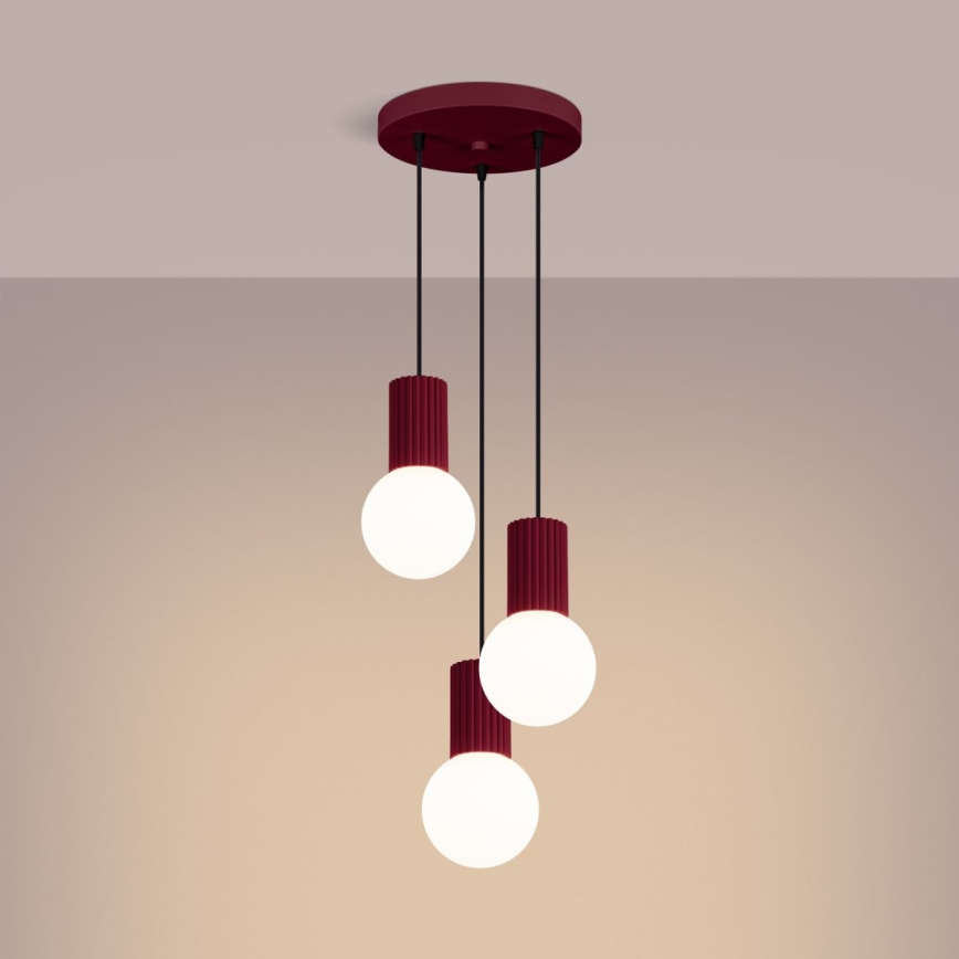 Candeeiro suspenso HALO 3xG9/8W/230V diâmetro 25 cm vermelho
