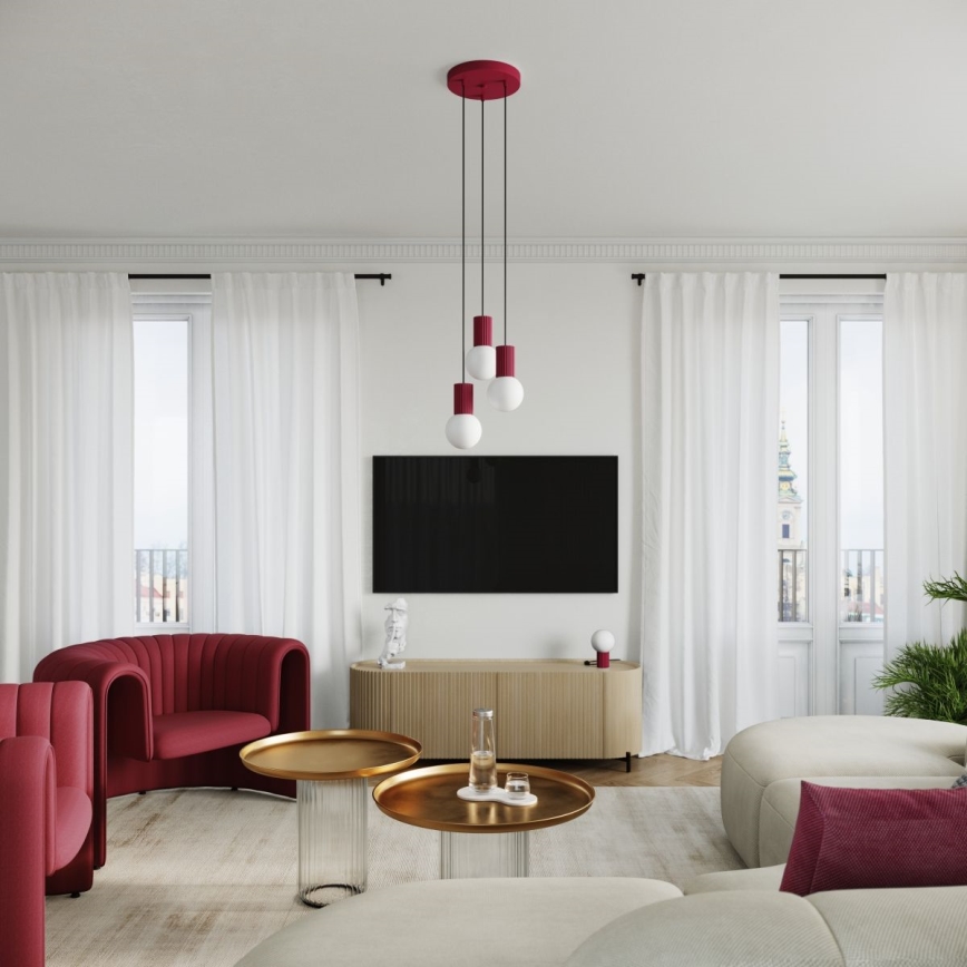 Candeeiro suspenso HALO 3xG9/8W/230V diâmetro 25 cm vermelho