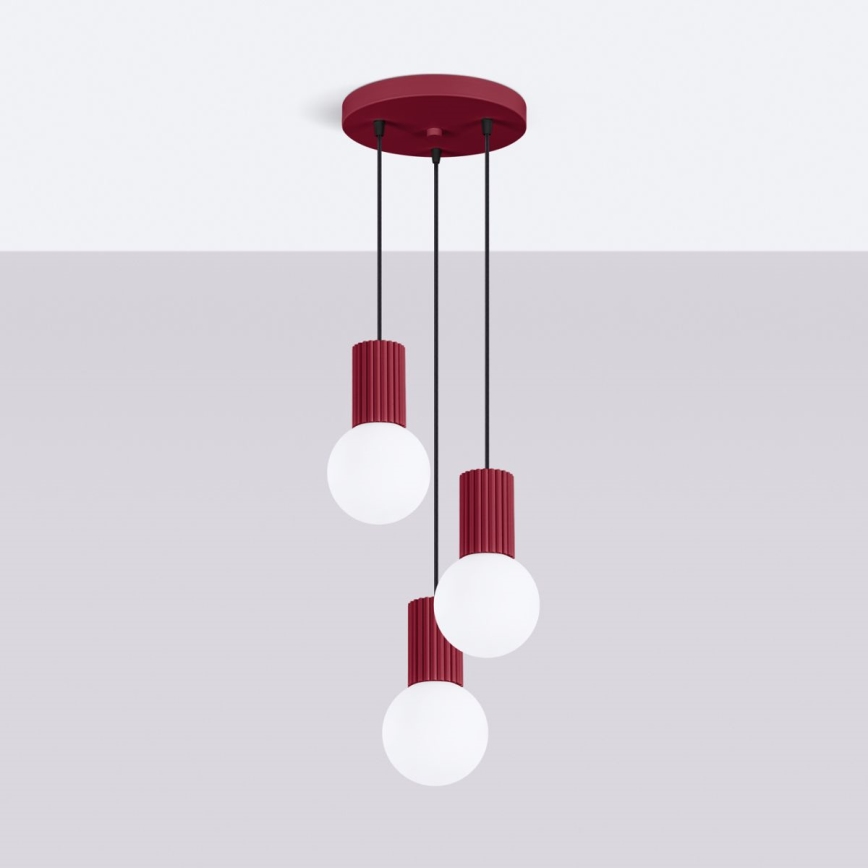 Candeeiro suspenso HALO 3xG9/8W/230V diâmetro 25 cm vermelho