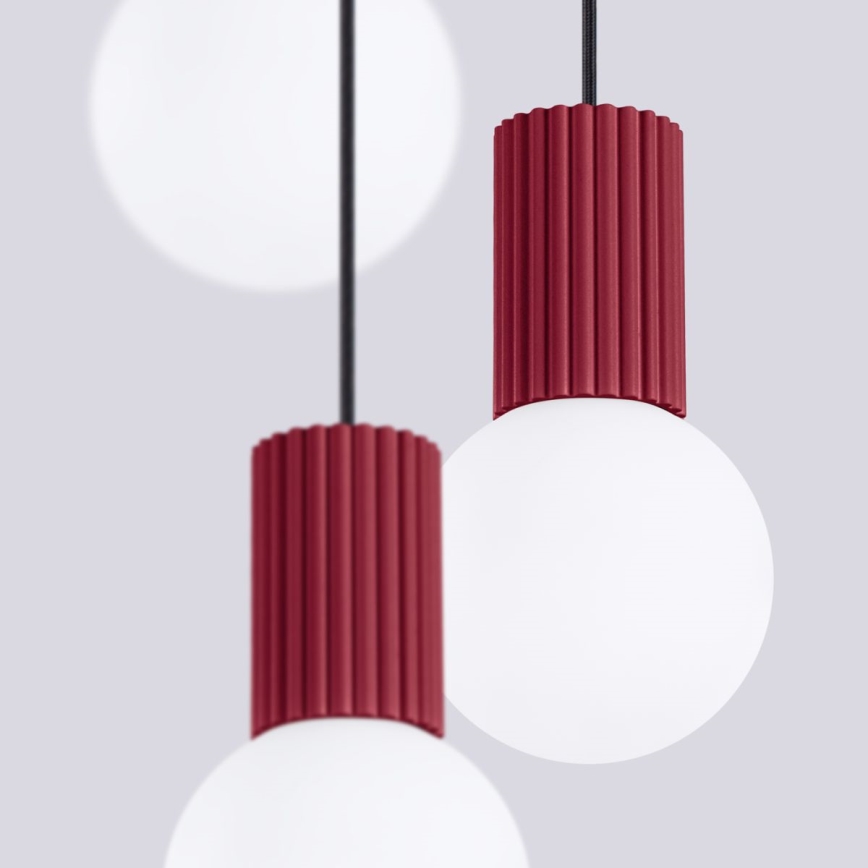 Candeeiro suspenso HALO 3xG9/8W/230V diâmetro 25 cm vermelho