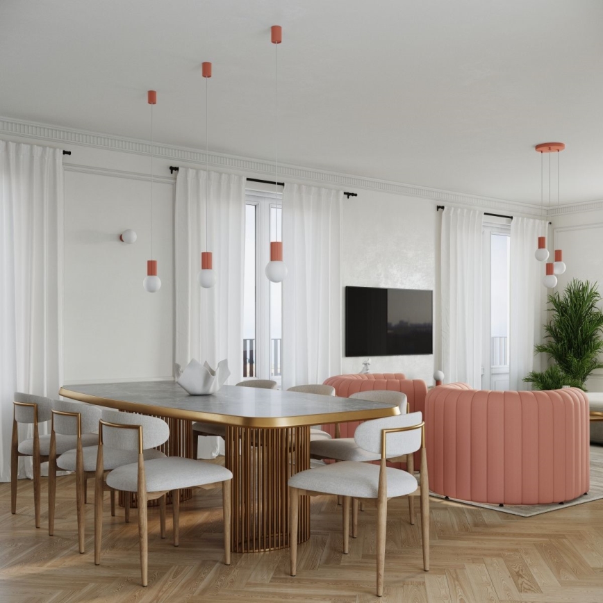 Candeeiro suspenso HALO 1xG9/8W/230V diâmetro 12 cm rosa