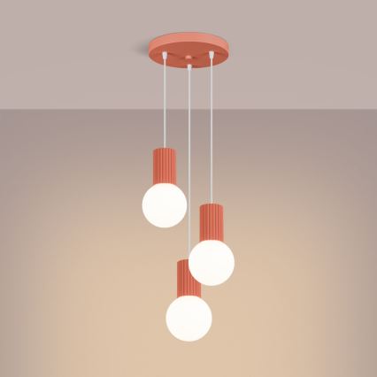 Candeeiro suspenso HALO 3xG9/8W/230V diâmetro 25 cm rosa