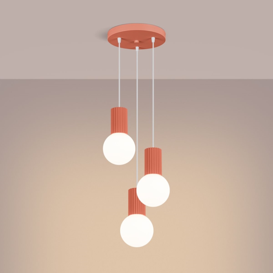 Candeeiro suspenso HALO 3xG9/8W/230V diâmetro 25 cm rosa