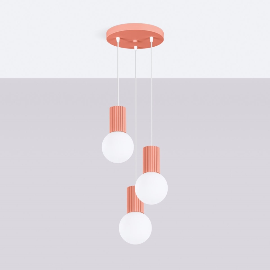 Candeeiro suspenso HALO 3xG9/8W/230V diâmetro 25 cm rosa