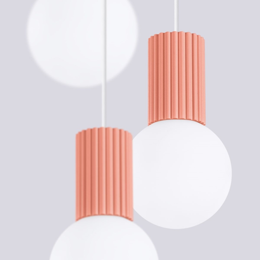 Candeeiro suspenso HALO 3xG9/8W/230V diâmetro 25 cm rosa