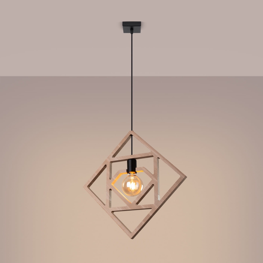 Candeeiro suspenso CARO 1xE27/15W/230V faia