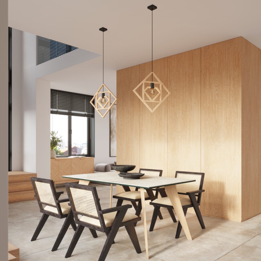 Candeeiro suspenso CARO 1xE27/15W/230V faia