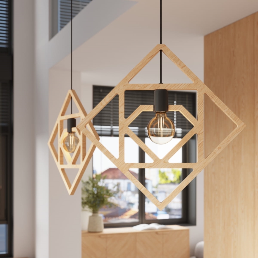 Candeeiro suspenso CARO 1xE27/15W/230V faia