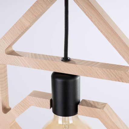 Candeeiro suspenso CARO 1xE27/15W/230V faia