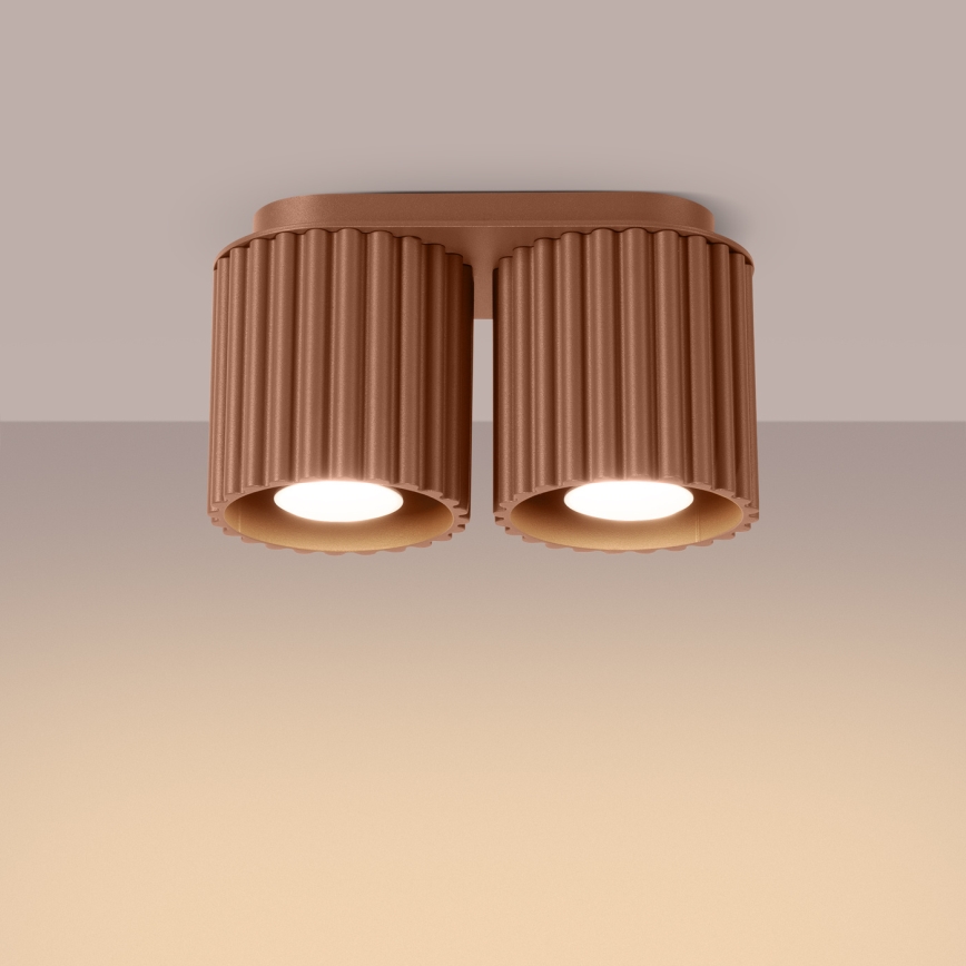 Candeeiro de focos AURA 2xGU10/10W/230V castanho