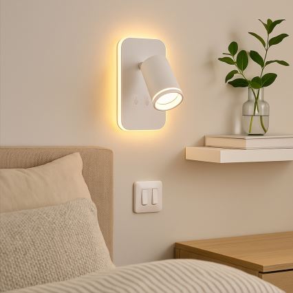 Spot de parede LED PIPE 1xGU10/10W/230V + LED/6W branco