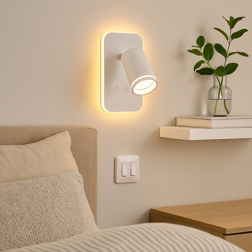 Spot de parede LED PIPE 1xGU10/10W/230V + LED/6W branco