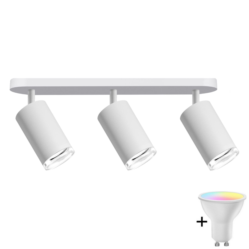 Spot de tecto para casa de banho LED RGBW regulável TURYN 3xGU10/6,5W/230V 2700-6500K Wi-Fi IP44 branco