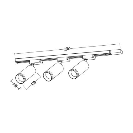 Spot direcional para sistema de trilho PIPE 3xGU10/10W/230V, branco