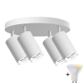 Spot embutido LED RGBW regulável para casa de banho TURYN 4xGU10/6,5W/230V 2700-6500K Wi-Fi IP44 branco
