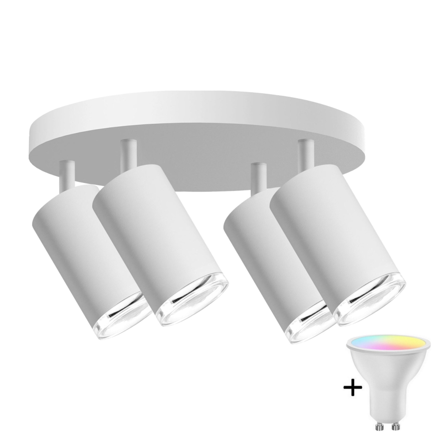 Spot embutido LED RGBW regulável para casa de banho TURYN 4xGU10/6,5W/230V 2700-6500K Wi-Fi IP44 branco