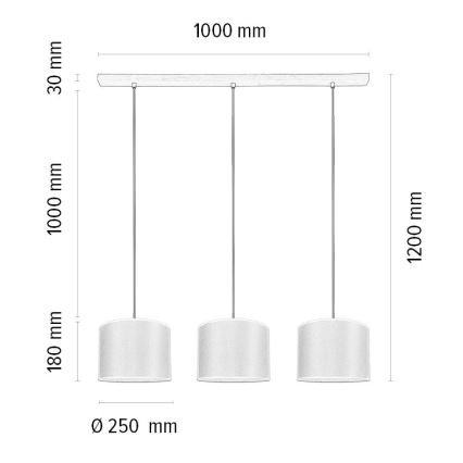 Candelabro suspenso BENITA 3xE27/40W/230V branco/carvalho – FSC certificado