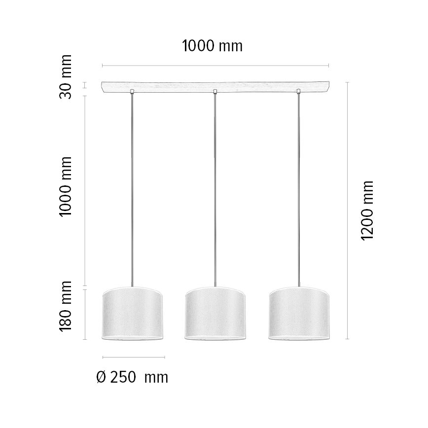 Candelabro suspenso BENITA 3xE27/40W/230V branco/carvalho – FSC certificado