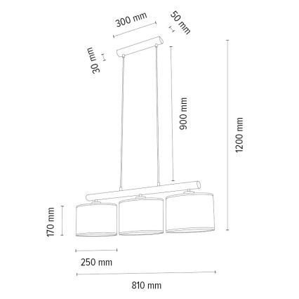 Candelabro suspenso MERCEDES 3xE27/40W/230V castanho/carvalho – FSC certificado