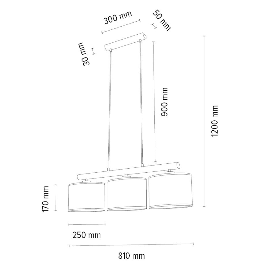 Candelabro suspenso MERCEDES 3xE27/40W/230V castanho/carvalho – FSC certificado