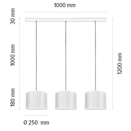 Candelabro suspenso BENITA 3xE27/40W/230V creme/carvalho – FSC certificado