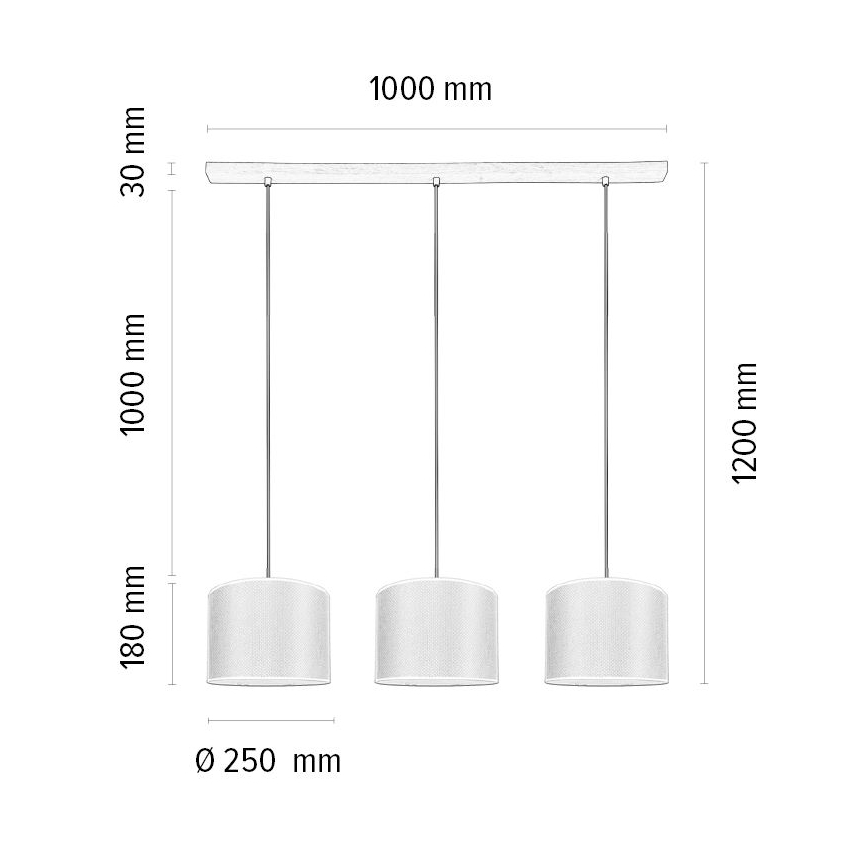 Candelabro suspenso BENITA 3xE27/40W/230V creme/carvalho – FSC certificado