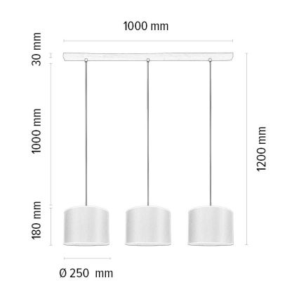 Candelabro suspenso BENITA 3xE27/40W/230V castanho/carvalho – FSC certificado