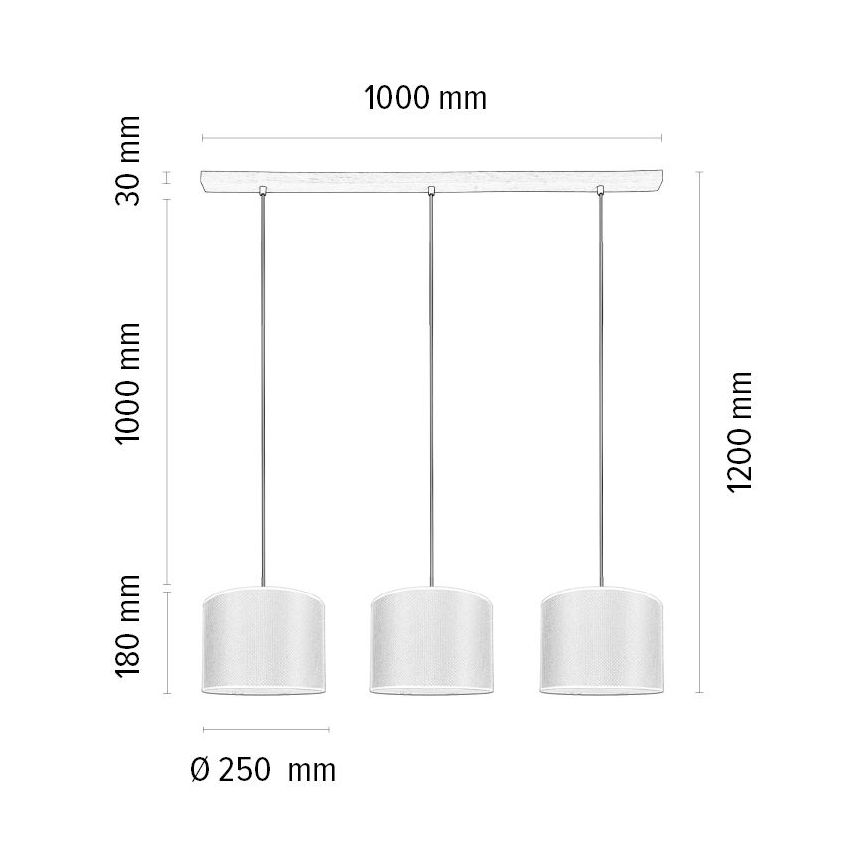 Candelabro suspenso BENITA 3xE27/40W/230V castanho/carvalho – FSC certificado