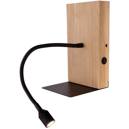 Iluminação de parede LECTOR LED/2,5W/230V USB carvalho – FSC certificado