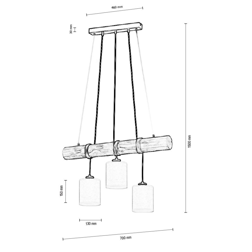 Candelabro suspenso TRENO 3xE27/25W/230V pinho – FSC certificado