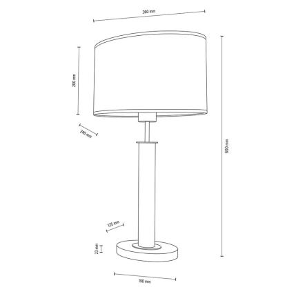 Candeeiro de mesa MERCEDES 1xE27/40W/230V 60 cm creme/carvalho – FSC certificado