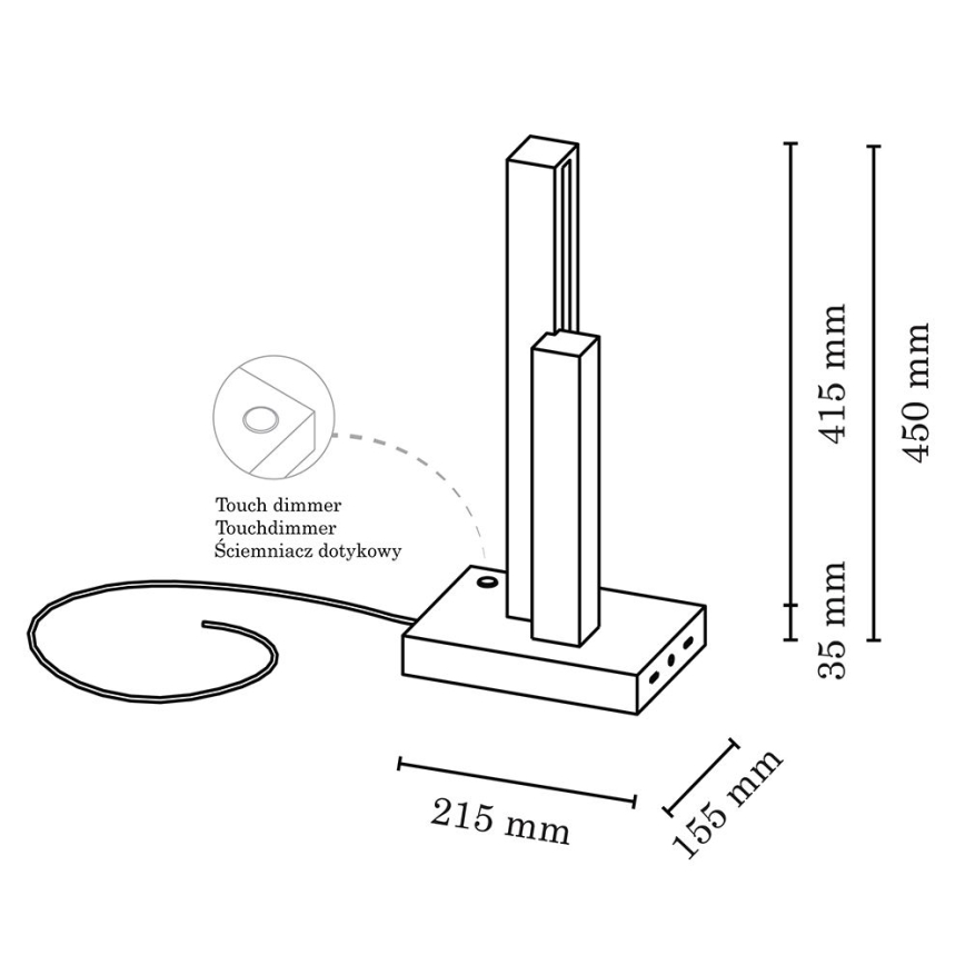 Candeeiro de mesa LED com regulação SOHO BLACK LED/10W/230V 45 cm carvalho – FSC certificado