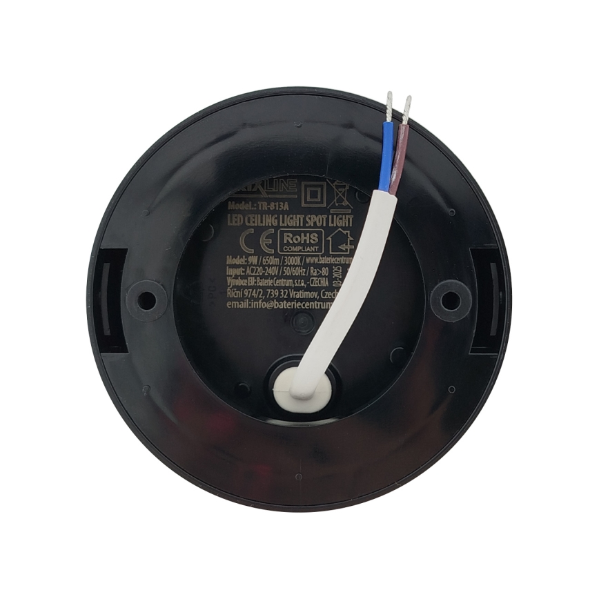 Spot LED/9W/230V, Ø 9 cm, preto
