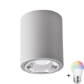Spot LED RGBW dimabil JUPITER 1xE27/6,5W/230V 2700-6500K Wi-Fi d. 9,8 cm cinza