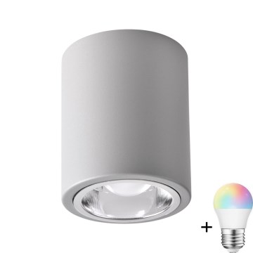 Spot LED RGBW dimabil JUPITER 1xE27/6,5W/230V 2700-6500K Wi-Fi d. 9,8 cm cinza