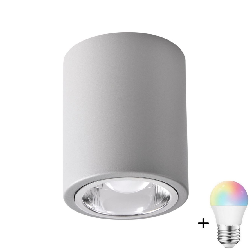 Spot LED RGBW dimabil JUPITER 1xE27/6,5W/230V 2700-6500K Wi-Fi d. 9,8 cm cinza
