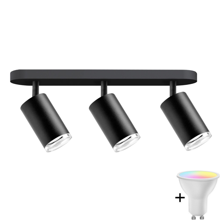 Spot LED RGBW dimerizável para casa de banho TURYN 3xGU10/6,5W/230V 2700-6500K Wi-Fi IP44 preto