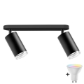 Spot LED RGBW regulável para casa de banho TURYN 2xGU10/6,5W/230V 2700-6500K Wi-Fi IP44 preto