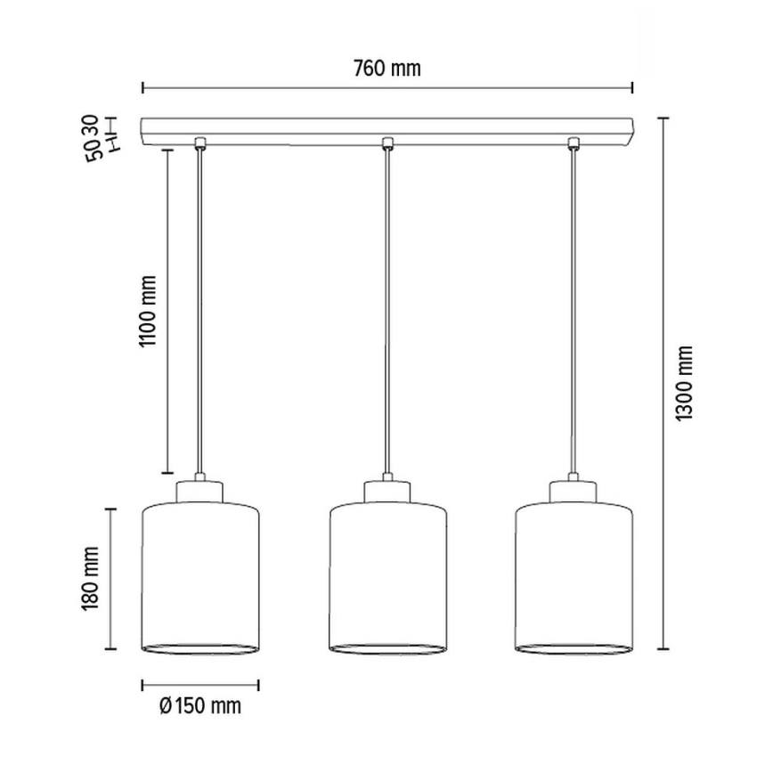 Candelabro suspenso ZEFIR 3xE27/60W/230V carvalho - certificado por FSC