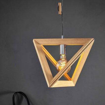 Candeeiro suspenso TRIGONON 1xE27/60W/230V carvalho mate