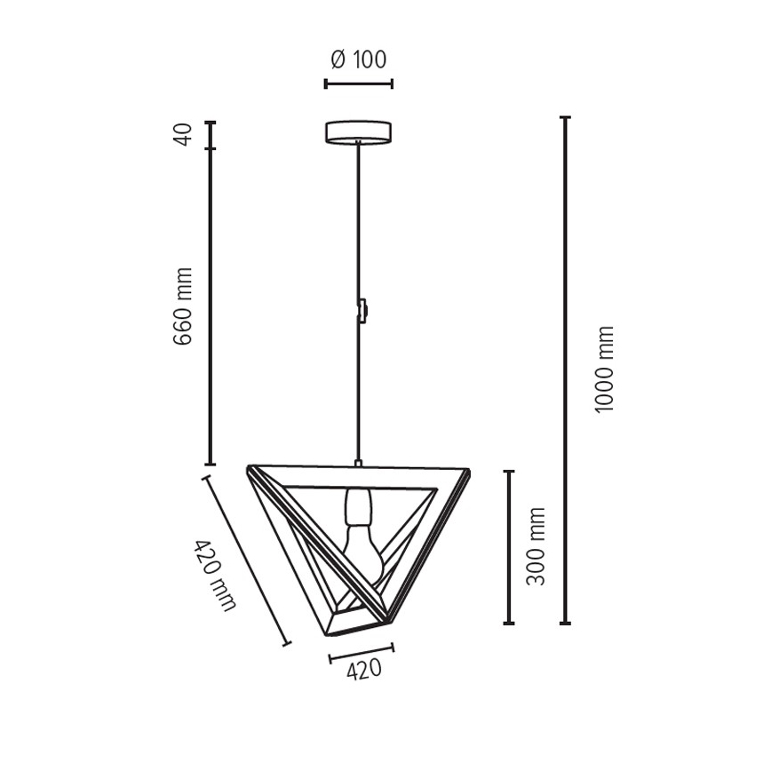 Candelabro suspenso TRIGONON 1xE27/60W/230V carvalho mate - certificado por FSC