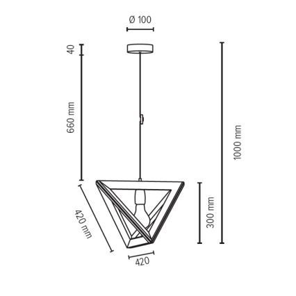 Candelabro suspenso TRIGONON 1xE27/60W/230V faia - certificado por FSC