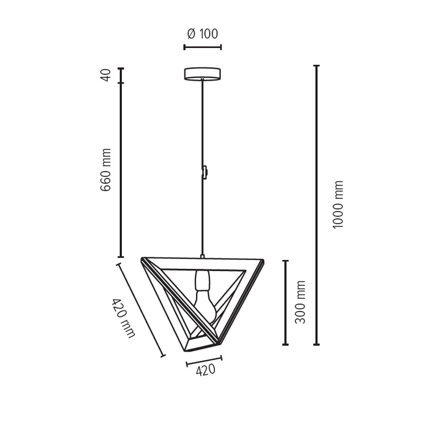 Candelabro suspenso TRIGONON 1xE27/60W/230V faia - certificado por FSC