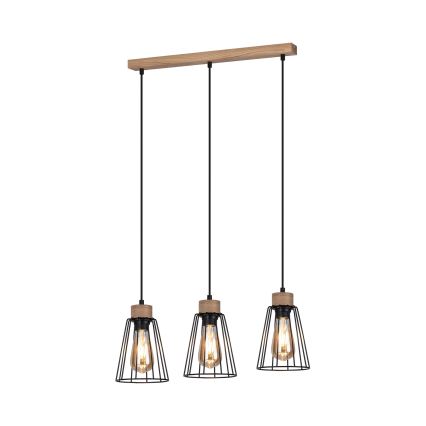 Spot-Light - Candeeiro suspenso ORAZIO 3xE27/60W/230V carvalho