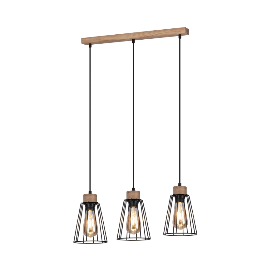 Spot-Light - Candeeiro suspenso ORAZIO 3xE27/60W/230V carvalho