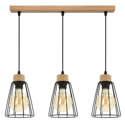 Spot-Light - Candelabro suspenso ORAZIO 3xE27/60W/230V carvalho - certificado por FSC