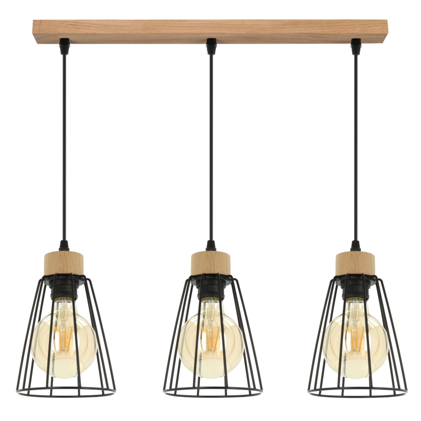 Spot-Light - Candelabro suspenso ORAZIO 3xE27/60W/230V carvalho - certificado por FSC