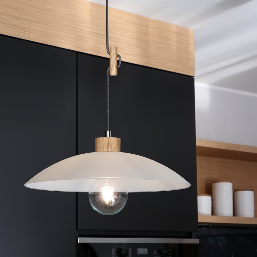 Candelabro suspenso JONA 1xE27/60W/230V carvalho - certificado por FSC